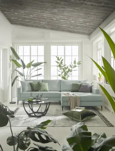 Ecksofa- 3-Sitzer, Ecke rechts, Stoff, Mint