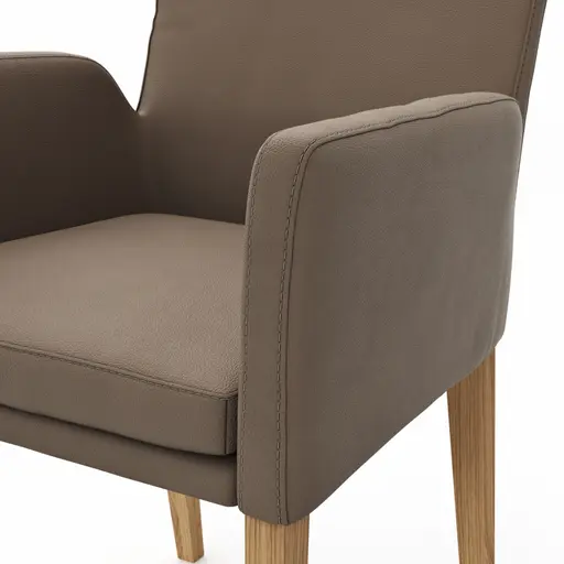 Armlehnstuhl Tuma - Leder, Kitt
