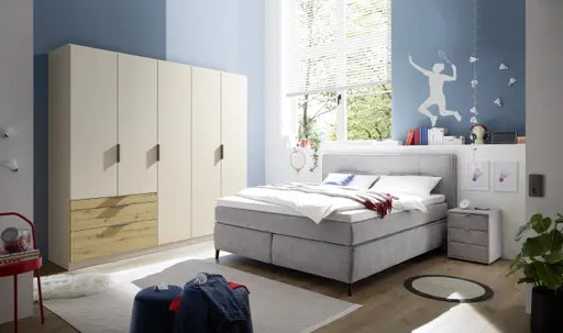 Drehtürenschrank RANI- B ca. 226 cm, Champagner, Eiche Dekor