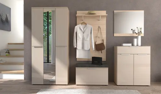 Garderobe - inkl. Sitzkissen, Riva Eiche Nachbildung, Kaschmir