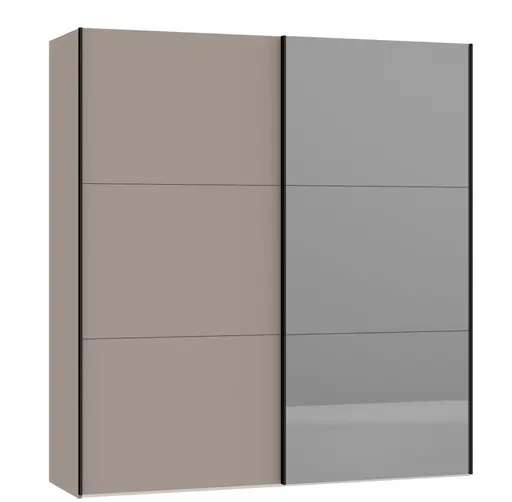Schwebetürenschrank JOIN IT- B ca. 202 cm,  Nougat, Spiegel, Dunkel