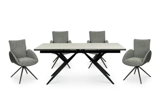 Esstisch MICHELA - ausziehbar, LB ca. 180x95 cm, Glaskeramik, Travertin farbig