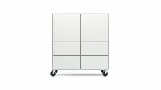 Highboard Edge - Lack weiß, auf Rollen