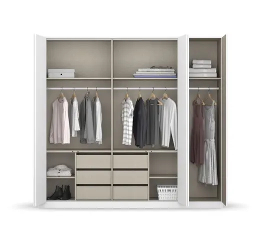 Falttürenschrank RADEM- B ca. 226 cm, Weiß, Spiegel