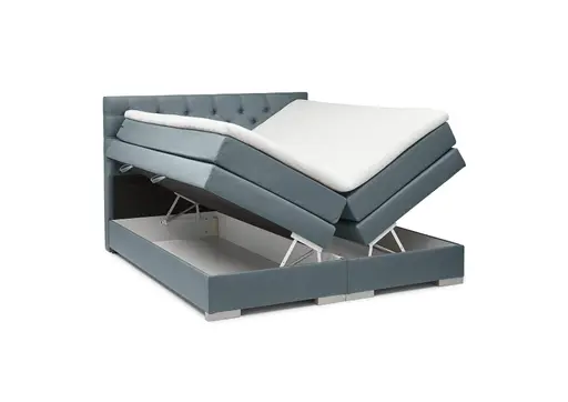 Boxspringbett SANDRIN E- Liegefläche ca. 180x200 cm, Stoff, Graublau, inkl. Stauraum