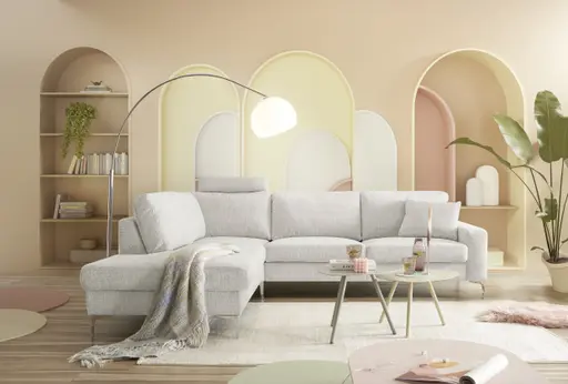 Ecksofa CALM 2.0 - Ecke rechts mit 2,5-Sitzer, Stoff, Natur