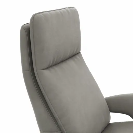 Sessel Tulsa Relax - Größe L, inkl. Maxirücken und Kopf-/Fußteil/Rückenlehne verstellbar, Leder, Graubeige