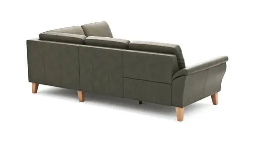 Ecksofa Rockport A - 2,5-Sitzer mit Ecke rechts inkl. Relaxfunktion (motorisch), Leder, Dunkelgrau