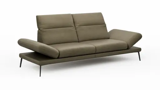 Sofa Elena - 2-Sitzer, Kopfteil/Armlehne verstellbar, Leder, Olive