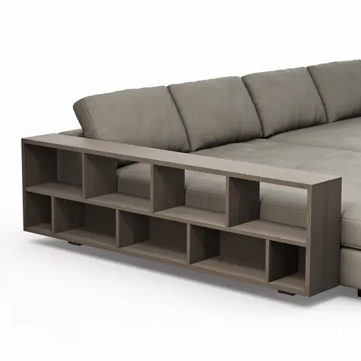 Ecksofa Aprino 1 - Longchair links mit 2,5-Sitzer, Leder, Grau