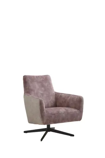 Drehsessel Matina - Größe M, Leder&Stoff, Dunkelbraun, Mauve