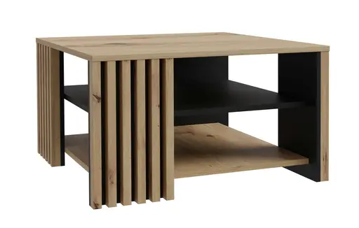 Couchtisch FLORISS- LB ca. 80x80 cm, Eiche Dekor, Schwarz