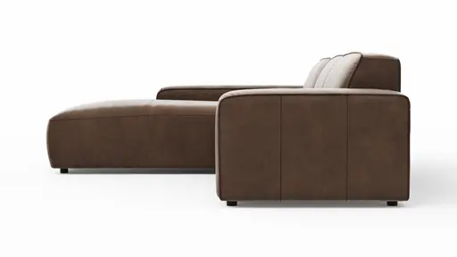 Ecksofa Denver - Longchair links mit 2,5-Sitzer, Leder, Braun