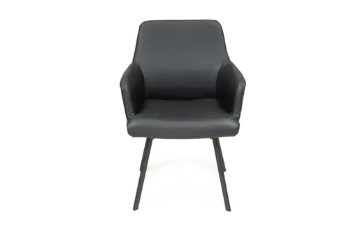 Armlehnstuhl - Leder, Schwarz