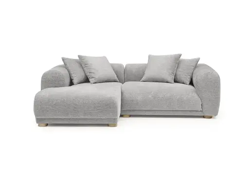 Ecksofa - Longchair links mit 2-Sitzer, Stoff,Creme