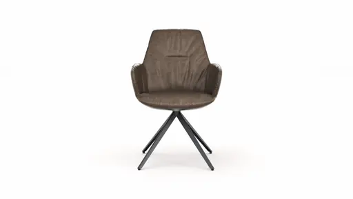 Armlehnstuhl Pegara - Leder, Ash, Gestell, Anthrazit