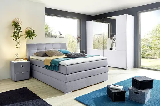 Nachtisch- inkl. LED-Beleuchtung, Stoff, Hellgrau