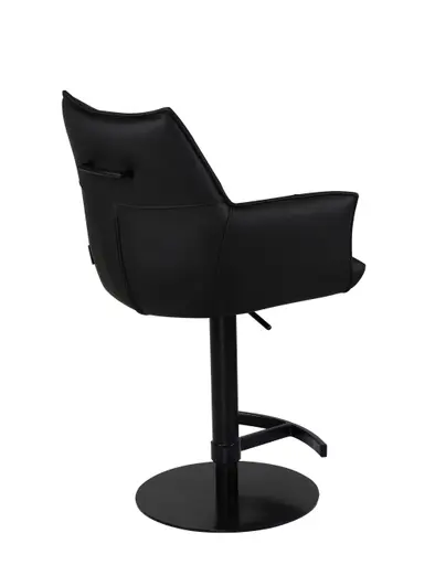 Barhocker MELE - drehbar, höhenverstellbar, Leder, Schwarz