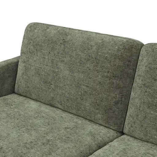 Sofa Enna - 3,5-Sitzer, Armlehne A, Stoff, Olivgrün, Kufe, Schwarz