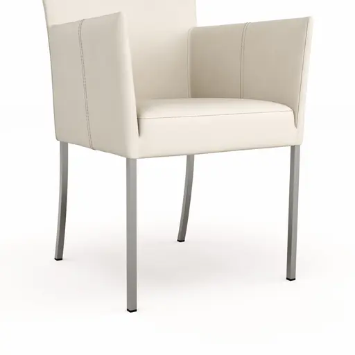 Armlehnstuhl Penthouse - Leder, Weiß, 4 Fuß, Edelstahl