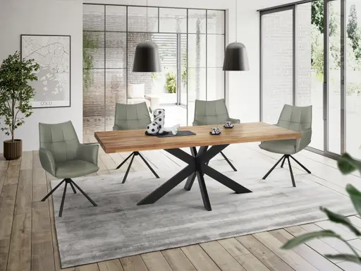 Armlehnstuhl MAKANA - drehbar, Stoff, Hellgrau