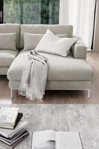 Ecksofa Solano - Longchair Links mit 2,5-Sitzer, Boucle, Natur