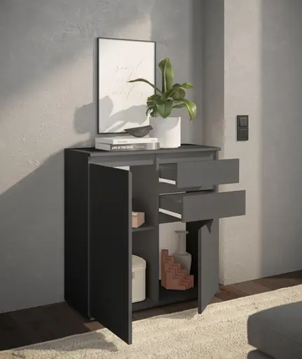 Kommode - B ca. 80 cm, Anthrazit