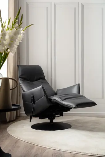 Relaxsessel Marsala - inklusive Motorischer Verstellung und Aufstehhilfe, Leder, Grau