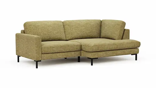 Ecksofa Oviedo - 1,5-Sitzer mit Ecke rechts, Stoff, Senfgelb
