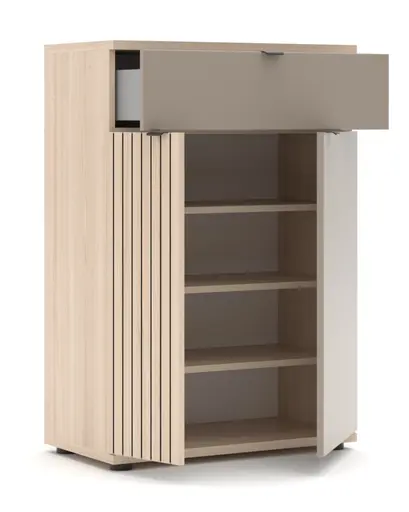 Schuhschrank - B ca. 70 cm, Riva Eiche Nachbildung, Basalt