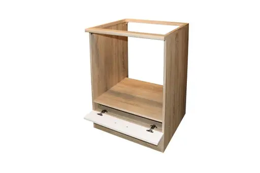 Herdschrank- B ca. 60 cm, Eiche Dekor, Weiß, Matt