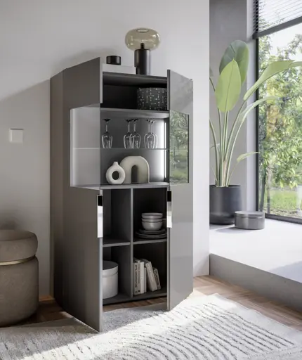 Vitrine- inkl. LED-Beleuchtung, Anthrazit