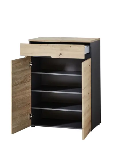 Schuhschrank - Eiche Dekor, Graphit
