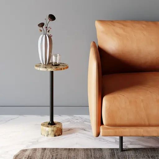 Beistelltisch- DH ca. 25x50 cm, Mosaic, Gold, Metall, Schwarz