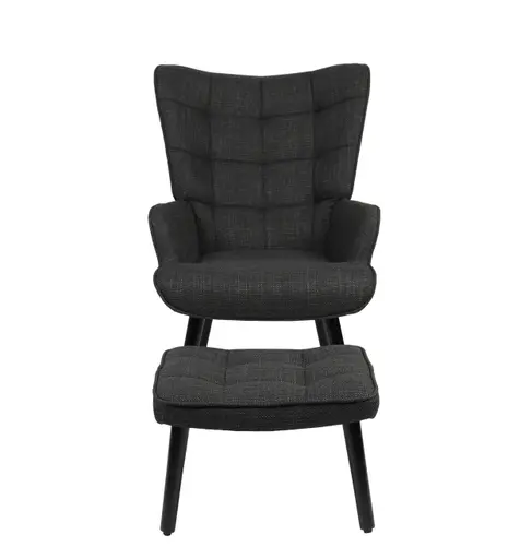 Sessel mit Hocker - Stoff, Anthrazit