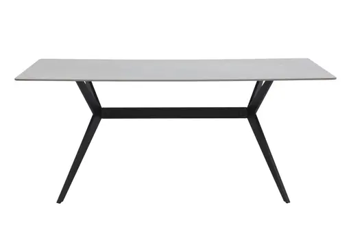 Esstisch - LB ca. 180x90 cm, Marmoroptik grau, Schwarz
