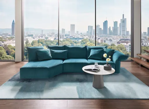 Ecksofa Motone - Trapezsofa links, 2,5-Sitzer, Stoff, Türkis