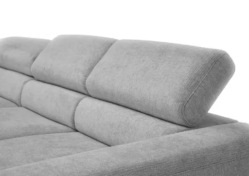 Ecksofa CHENOA - 2-Sitzer mit Longchair rechts, Kopfteil verstellbar, Stoff, Grau