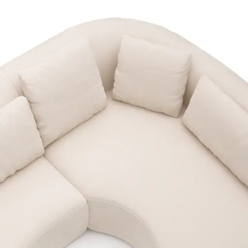 Ecksofa Karasu - 3-Sitzer mit Ottomane rechts, Stoff, Creme