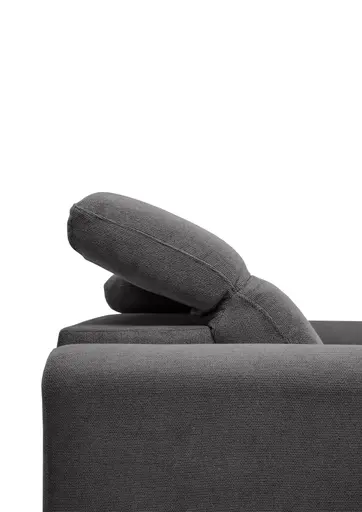 Ecksofa MINAO - 1,5-Sitzer mit Longchair rechts, Sitztiefe verstellbar motorisch, Kopfteil verstellbar, Stoff, Graphite