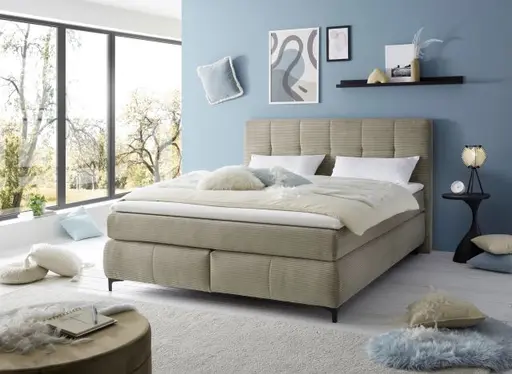 Boxspringbett- Liegefläche ca. 180x200 cm, Stoff, Taupe