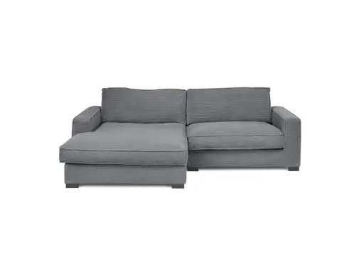 Ecksofa - Ecke links, 2-Sitzer, Stoff, Grau