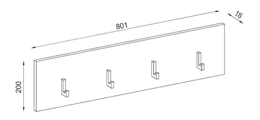 Garderobenpaneel - B ca. 80 cm, Anthrazit