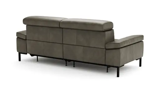 Sofa Hudson - 3-Sitzer, inkl. Relaxfunktion (motorisch) und Kopfteil/Armlehnen verstellbar, Leder, Braungrün