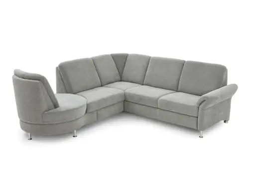 Ecksofa - Ecke links und 2,5-Sitzer, Drehsitz, Stoff, Silbergrau