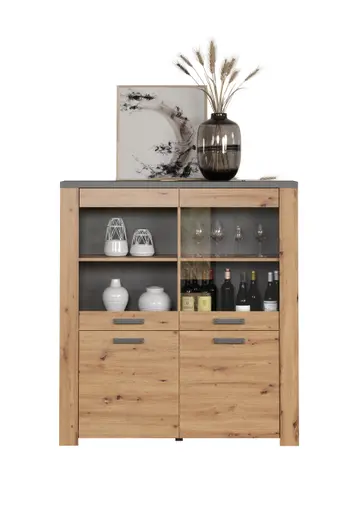 Highboard - Eiche Dekor, Graphit