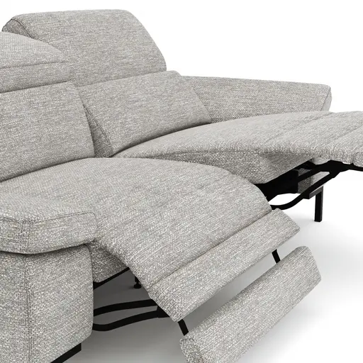 Sofa Hudson - 3-Sitzer inkl. Relaxfunktion (motorisch) und Kopfteil/Armlehnen verstellbar, Stoff, Hellgrau
