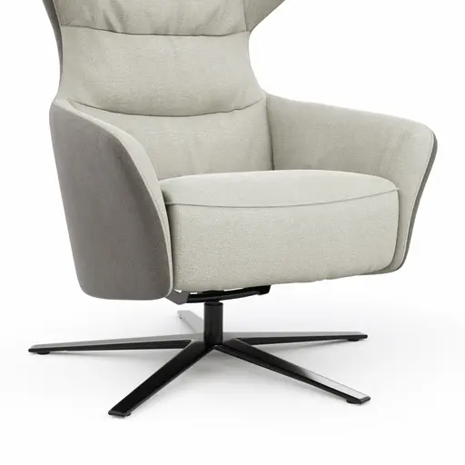 Drehsessel Houston Relax - Größe M, inkl. Relaxfunktion + Gasdruckfeder, Stoff, außen Taupe/innen Natur