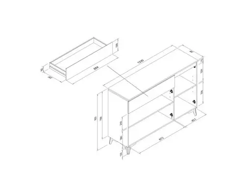 Kommode - B ca. 133 cm, Weiß, Sandstein Nachbildung