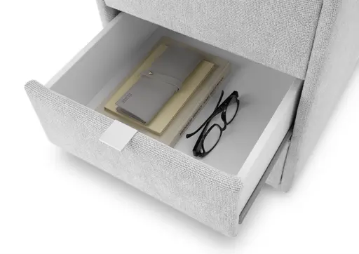 Nachttisch- Inkl. Ladeport, Stoff, Anthrazit